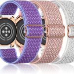 Farluya 3 Pack 18mm Stretchy Nylon Watch Bands for Fossil Women's Gen 5E 42mm / Gen 6 42mm,Soft Quick Release Wristband Loop Elastic Strap for Fossil Venture Gen 4 HR/Gen 3 Women Men